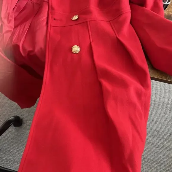 GRACE KARIN Women Lapel Double-Breasted Trench Coat Jacket Teal Red XL / New!! - Picture 13 of 16